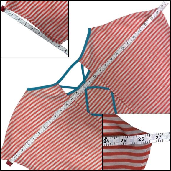 Lush Nordstrom Sleeveless Chiffon Blouse Top Orange White Stripe Medium - Picture 6 of 8